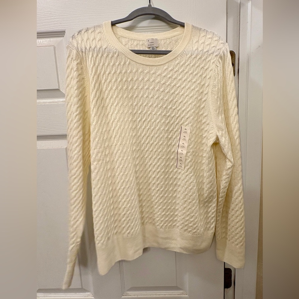 a new day Ivory Textured Crewneck Sweater